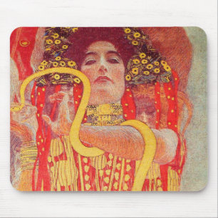 Mousepad Gustav Klimt Red Woman Dourada pintura Cobra