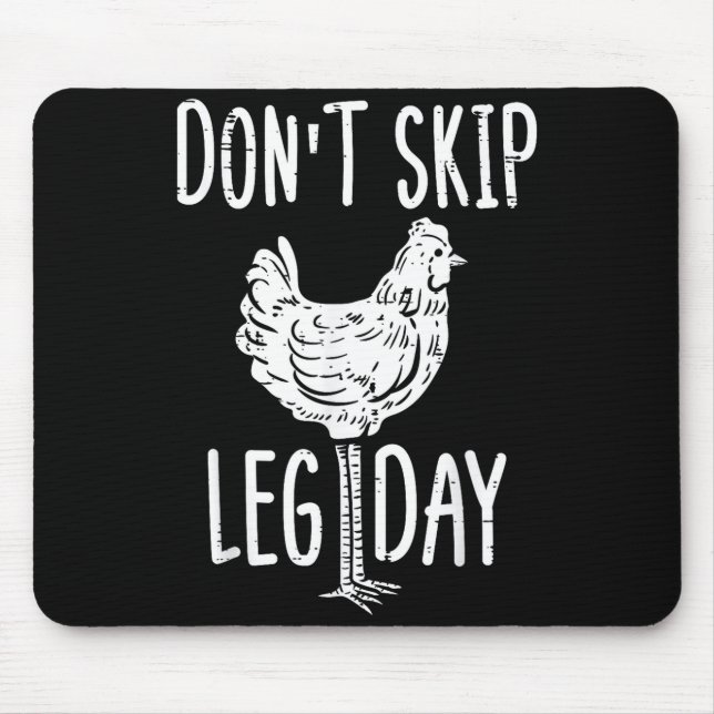 Mousepad Gym Chicken Dont Skip Leg Day Fun Workout Fitness  (Frente)
