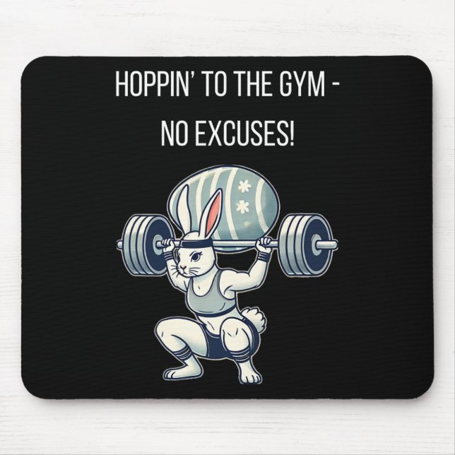 Mousepad Gym Easter Bunny Fitness Easter Rabbit  (Frente)