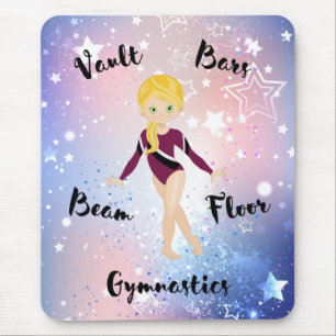 Mousepad Gym Star Blonde, Olhos Verdes, Borgonha Leotard