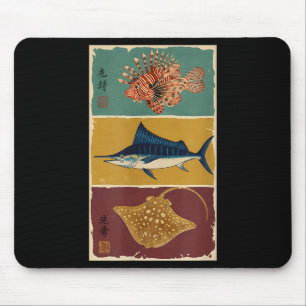 Mousepad Gyotaku Arte Tradicional de Impressão de Peixes Ja