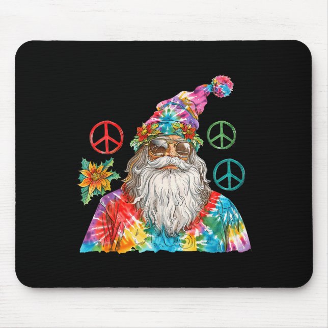 Mousepad Gypsy Santa Claus Hipe Tie Dye Groovy Christmas  (Frente)