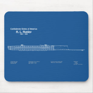 Mousepad H. L. Hunley - Ship Blueprint Plan ABD