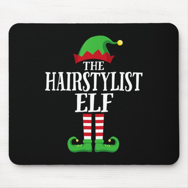 Mousepad Hairstylist Elf Matching Family Group Natal Pa (Frente)