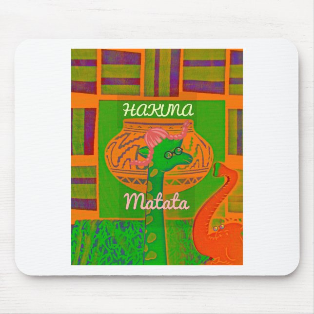 Mousepad Hakuna Giraffe Art Impressão (Frente)