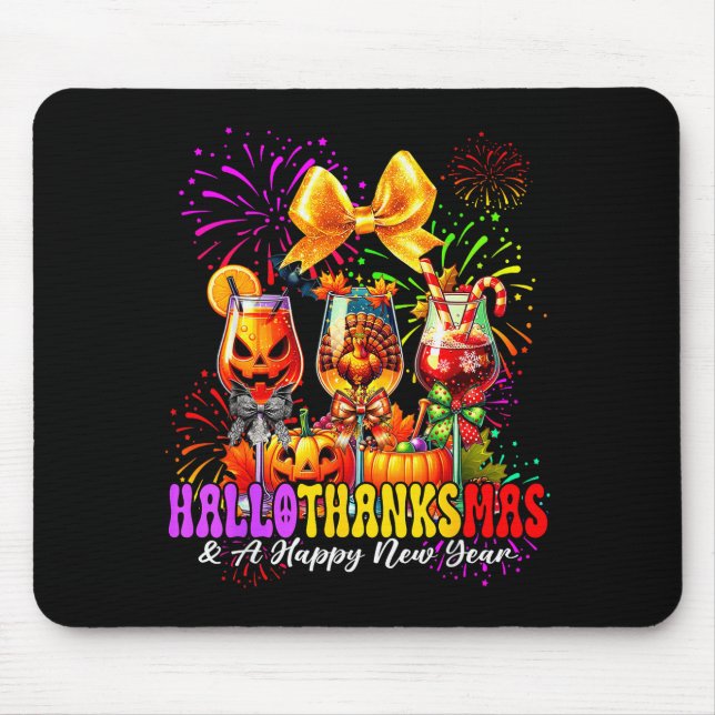Mousepad Hallothanksmas &amp; A Happy New Year Fireworks Wi (Frente)
