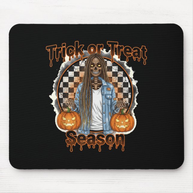 Mousepad Halloween African American Skeleton Season Pumpkin (Frente)