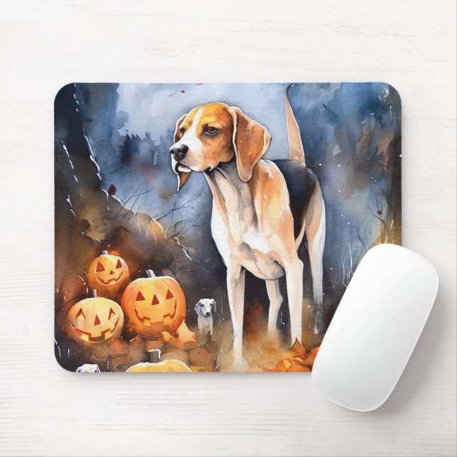Mousepad Halloween American English Foxhound Com Pumpkins (Com mouse)