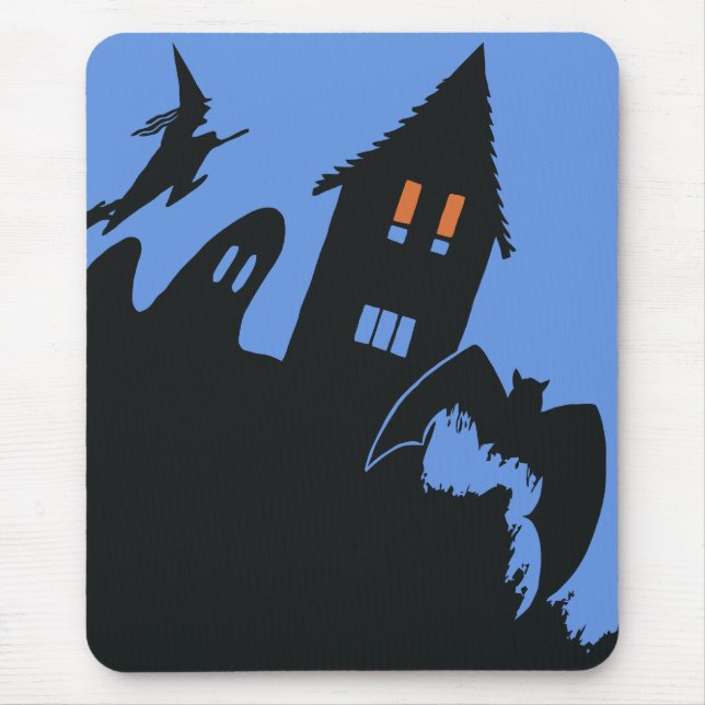 Mousepad Halloween Antigo, Casa Assombrada Assustadora e Br (Frente)