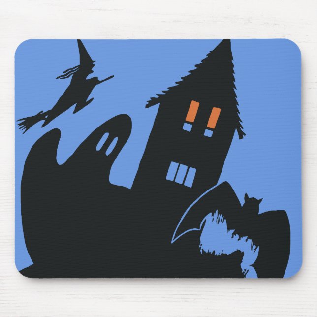 Mousepad Halloween Antigo, Casa Assombrada Assustadora e Br (Frente)