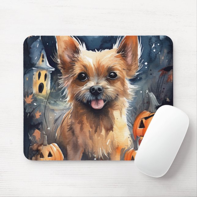 Mousepad Halloween Australian Terrier Com Abóboras Assustad (Com mouse)