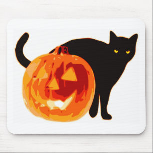 MOUSEPAD HALLOWEEN BLACK CAT E PUMPKIN