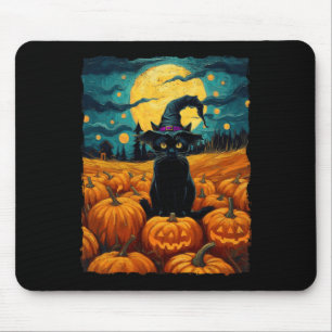 Mousepad Halloween Black Cat Van Gogh Witch Kawaii Pumpkin