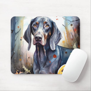 Mousepad Halloween Bluetick Coonhound Com Pumpkins Assustad