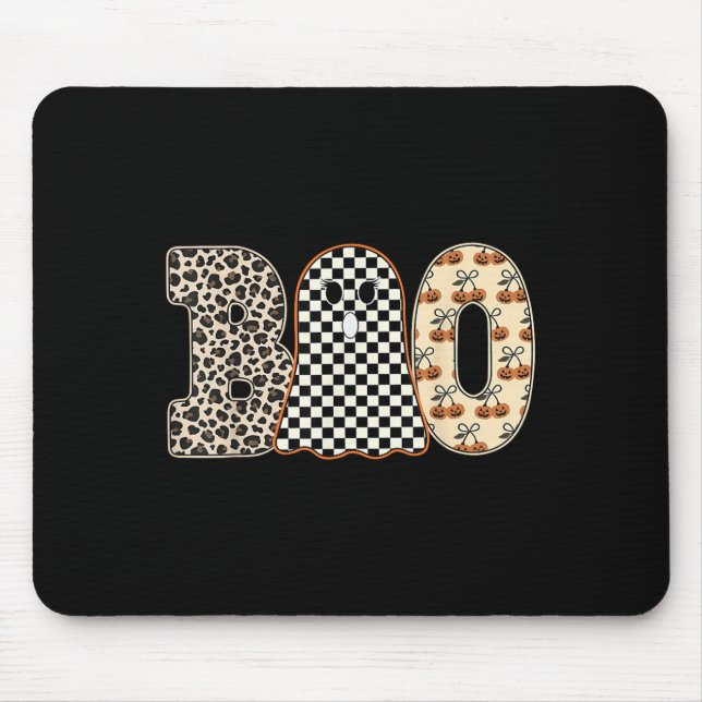 Mousepad Halloween Boo Ghost Leopard Cherries Checkered Sok (Frente)