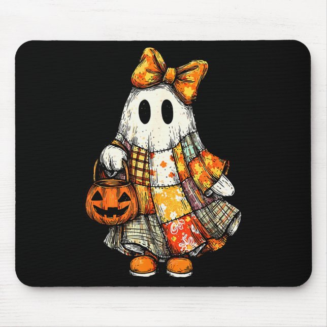 Mousepad Halloween Boo Ghost Patchwork Quilter Quilting Sew (Frente)