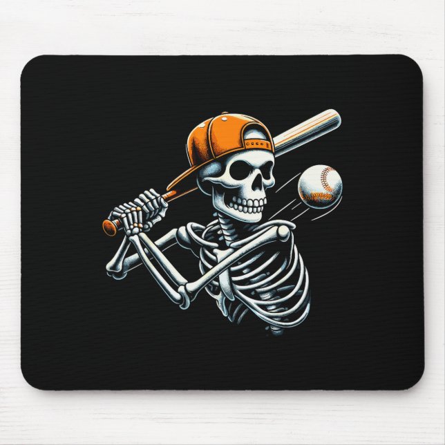 Mousepad Halloween Boys Batting Skeleton Baseball  (Frente)