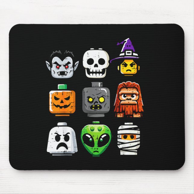 Mousepad Halloween Brick Pumpkin Ghost Heads Costume Boys K (Frente)