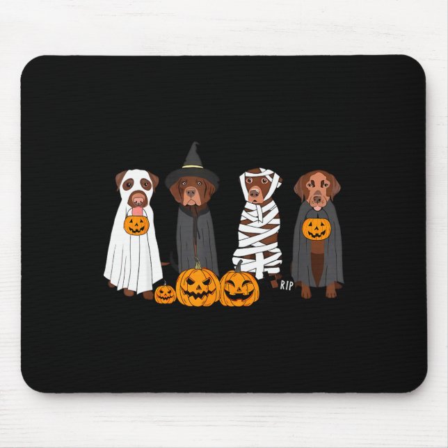 Mousepad Halloween Brown Labrador Ghost Soky Chocolate Lab  (Frente)