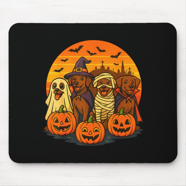 Mousepad Halloween Brown Labrador Ghost Soky Chocolate Lab  (Frente)