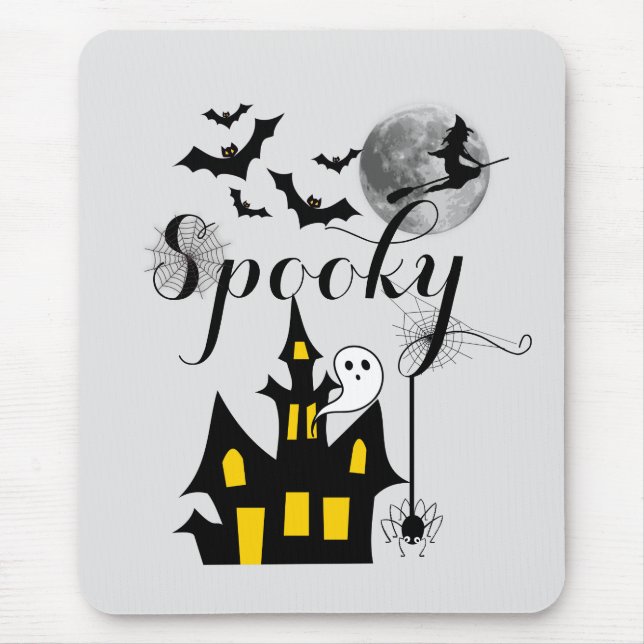 Mousepad Halloween, Bruxa Voadora de Casa Assombrada, Spook (Frente)