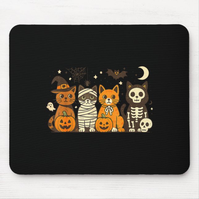 Mousepad Halloween Cat Costumes Ghost Witch Mummy Men Women (Frente)