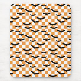 Mousepad Halloween Checkerboard Spooky morcegos modernos