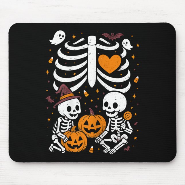 Mousepad Halloween Costume Pregnant Woman Twins Pumpkin Rib (Frente)