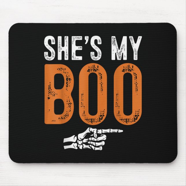 Mousepad Halloween Costumes Shes My Boo Couple Matching Par (Frente)