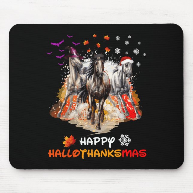 Mousepad Halloween De Cavalo E Feliz Hallotha De Feliz Nata (Frente)