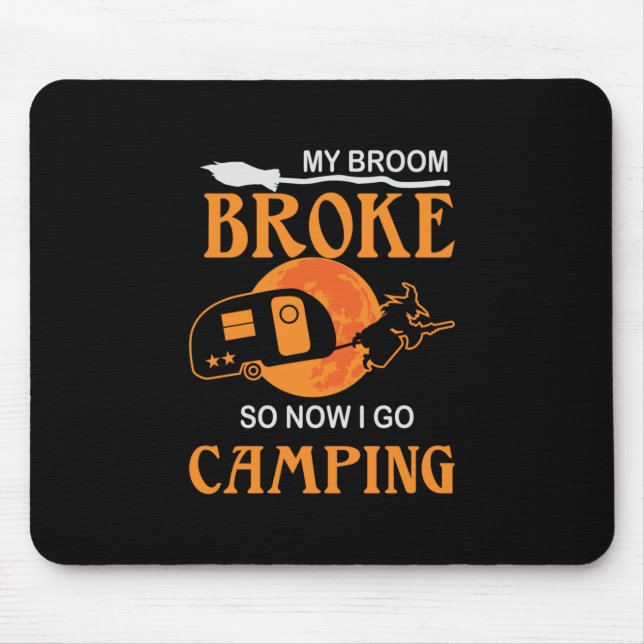 Mousepad Halloween Eu Vou Acampar Aniversário (Frente)