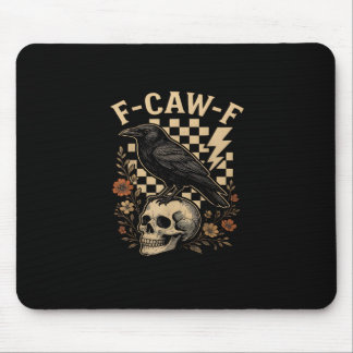 Mousepad Halloween F Caw F Corvo Pássaro Xadrez Vintage Sty