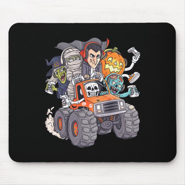 Mousepad Halloween Gamer Skeleton Zombie Monster Truck Boys (Frente)