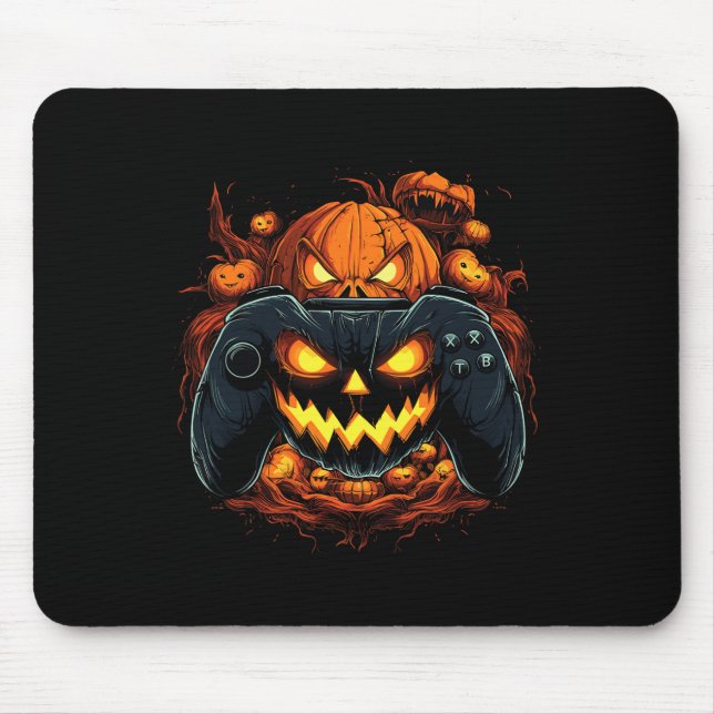 Mousepad Halloween Gaming Jack O Lanterna Pumpkin Face Asse (Frente)