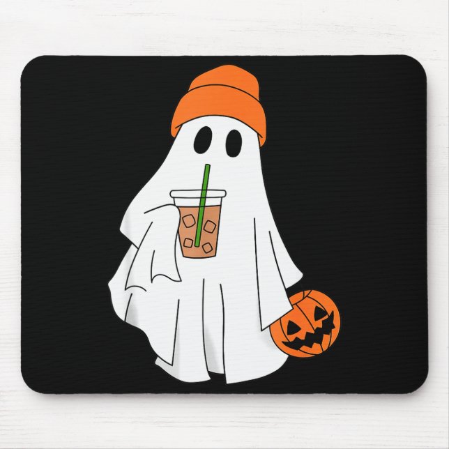 Mousepad Halloween Ghost Drinking Coffee Ghost Ice Coffee M (Frente)