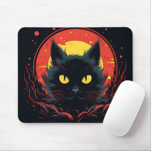 Mousepad Halloween Gráfico de Ilustração de Gato Negro