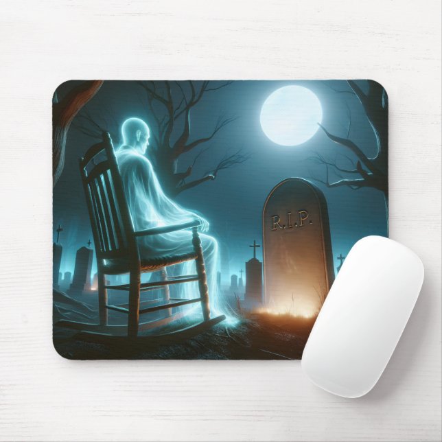 Mousepad Halloween Graveyard with Man Ghost (Com mouse)