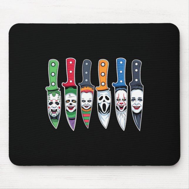 Mousepad Halloween Horror Filme Caracteres Em Facas Assusta (Frente)