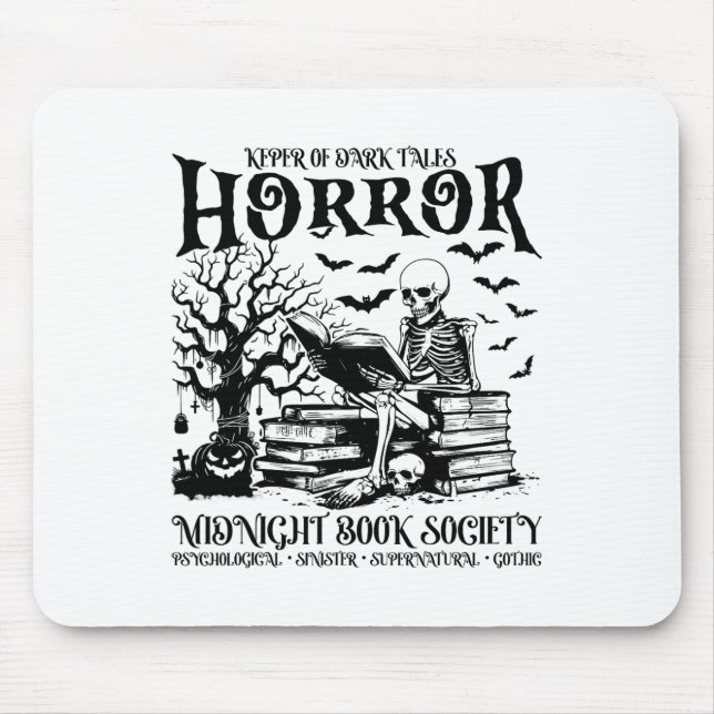 Mousepad Halloween Horror Midnight Book Club Society Litera (Frente)