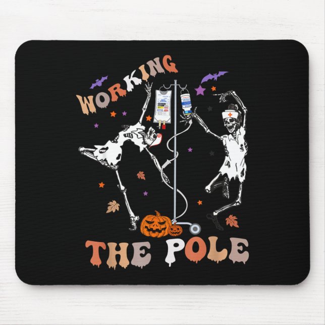 Mousepad Halloween Icu Er Nurse Working The Le Skeleton Dan (Frente)