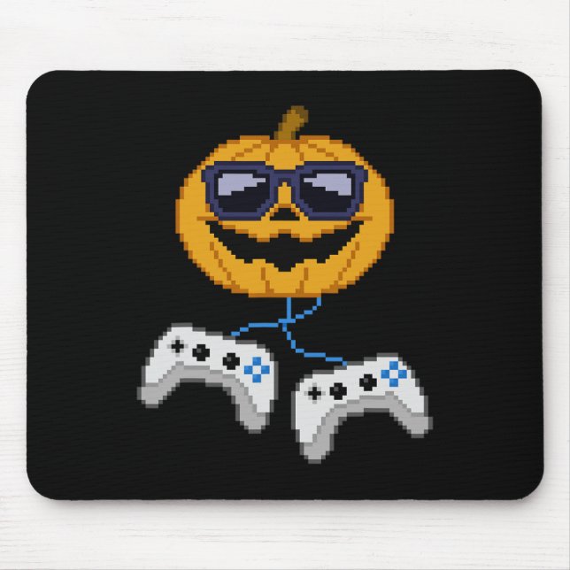 Mousepad Halloween Jack O Lanterna Pixelou Jogador Bo (Frente)