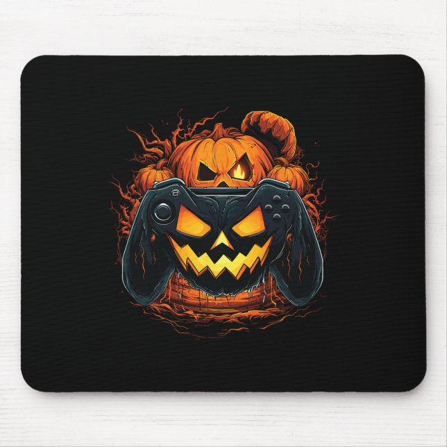 Mousepad Halloween Jack O Lanterna Pumpkin Face Gamer Gamin (Frente)