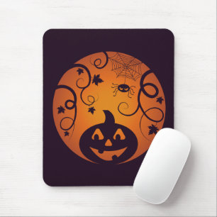 Mousepad Halloween Jack ou lanterna abóbora face e aranha