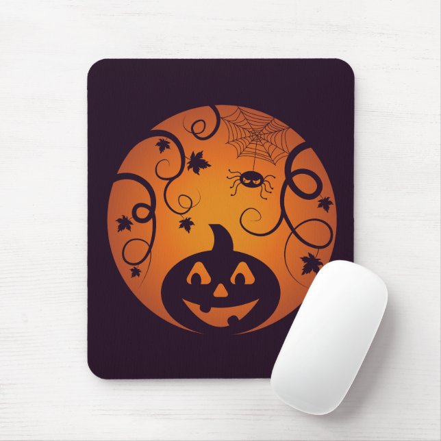 Mousepad Halloween Jack ou lanterna abóbora face e aranha (Com mouse)