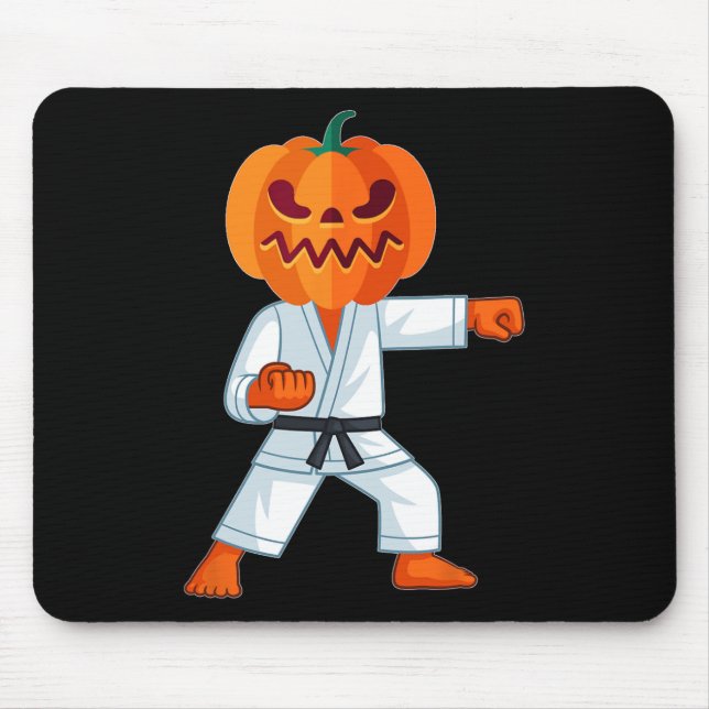 Mousepad Halloween Karate Fighter Pumpkin Head Scary Gift (Frente)
