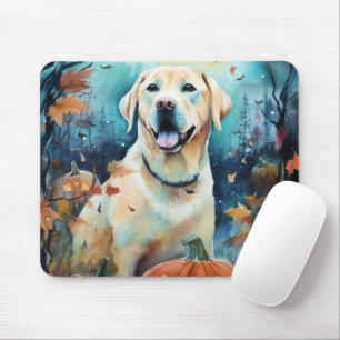 Mousepad Halloween Labrador Com Pumpkins Assustado