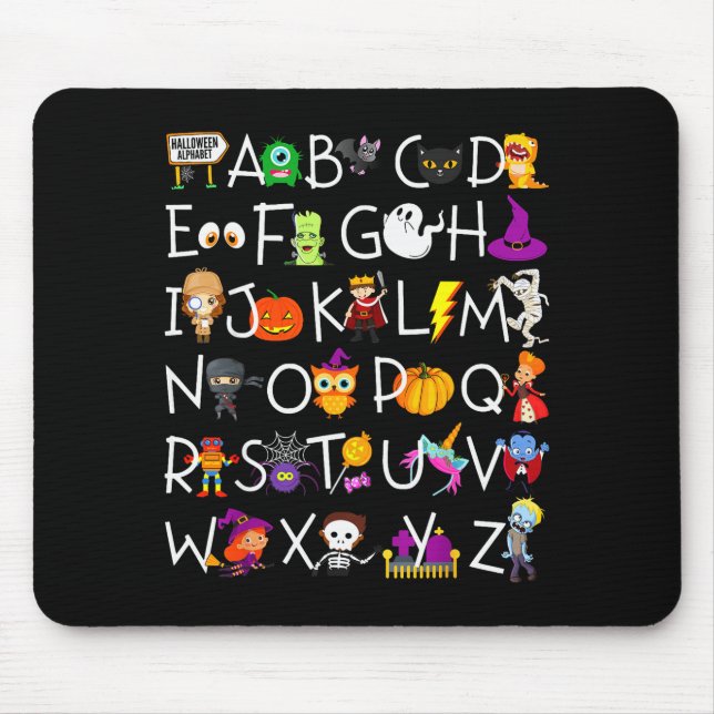 Mousepad Halloween Nursery Teacher Shirt, Halloween Alphabe (Frente)