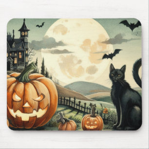Mousepad Halloween/outono/Outono/Abóbora/gato