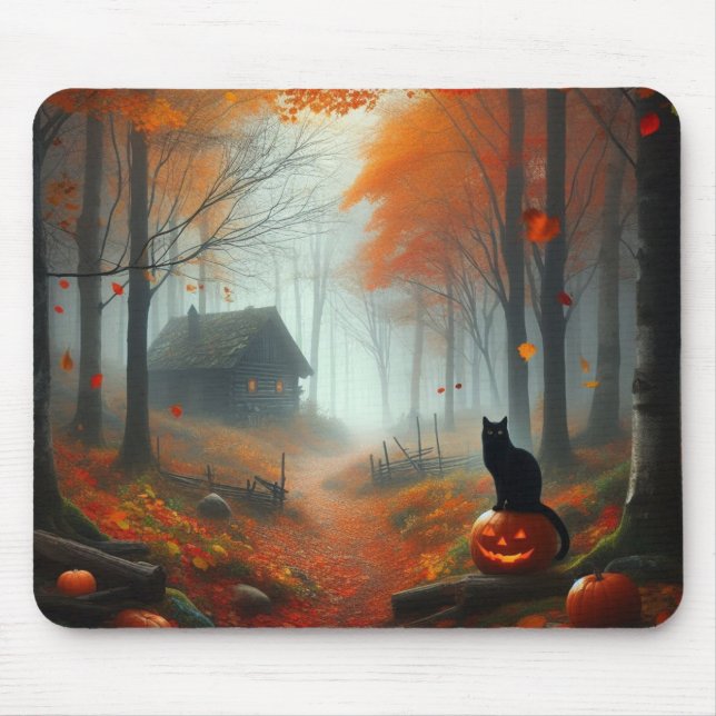 Mousepad Halloween/outono/Outono/Abóbora/gato (Frente)