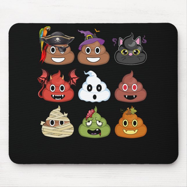 Mousepad Halloween Poop Emojis Face Pumpkin Pirate Mummy (Frente)